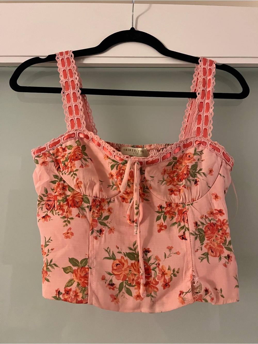 Pink Cottage core Crop Top